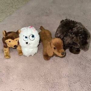 Bundle of Four Dog Stuffed Animals: Gidget, Courage, Cappuccino, & Dachshund